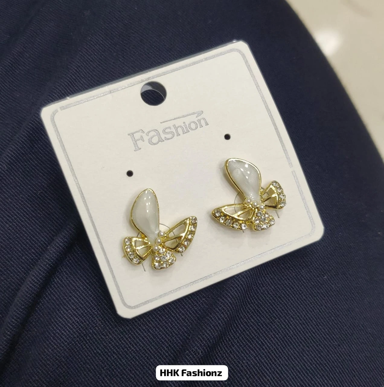 Pearl and Rhinestone Butterfly Earrings