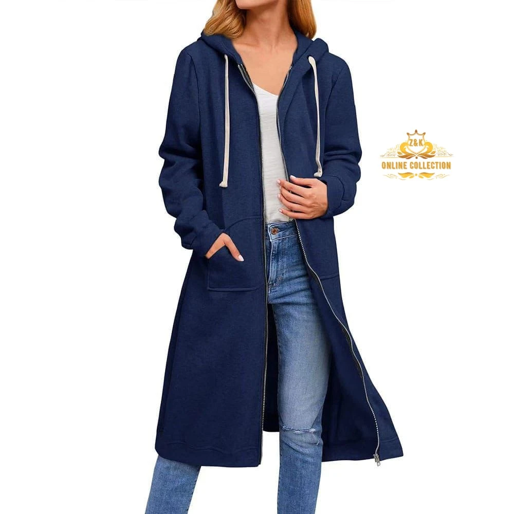 Women's Extra-long Zipper Hoodie