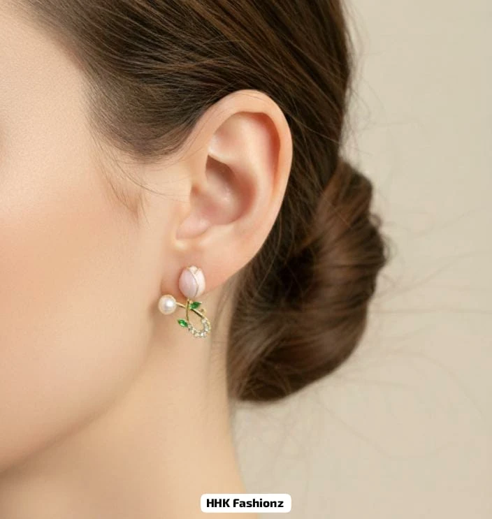 Pearl and Rhinestone Butterfly Earrings