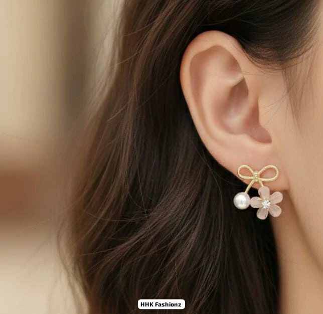 Pearl and Rhinestone Butterfly Earrings
