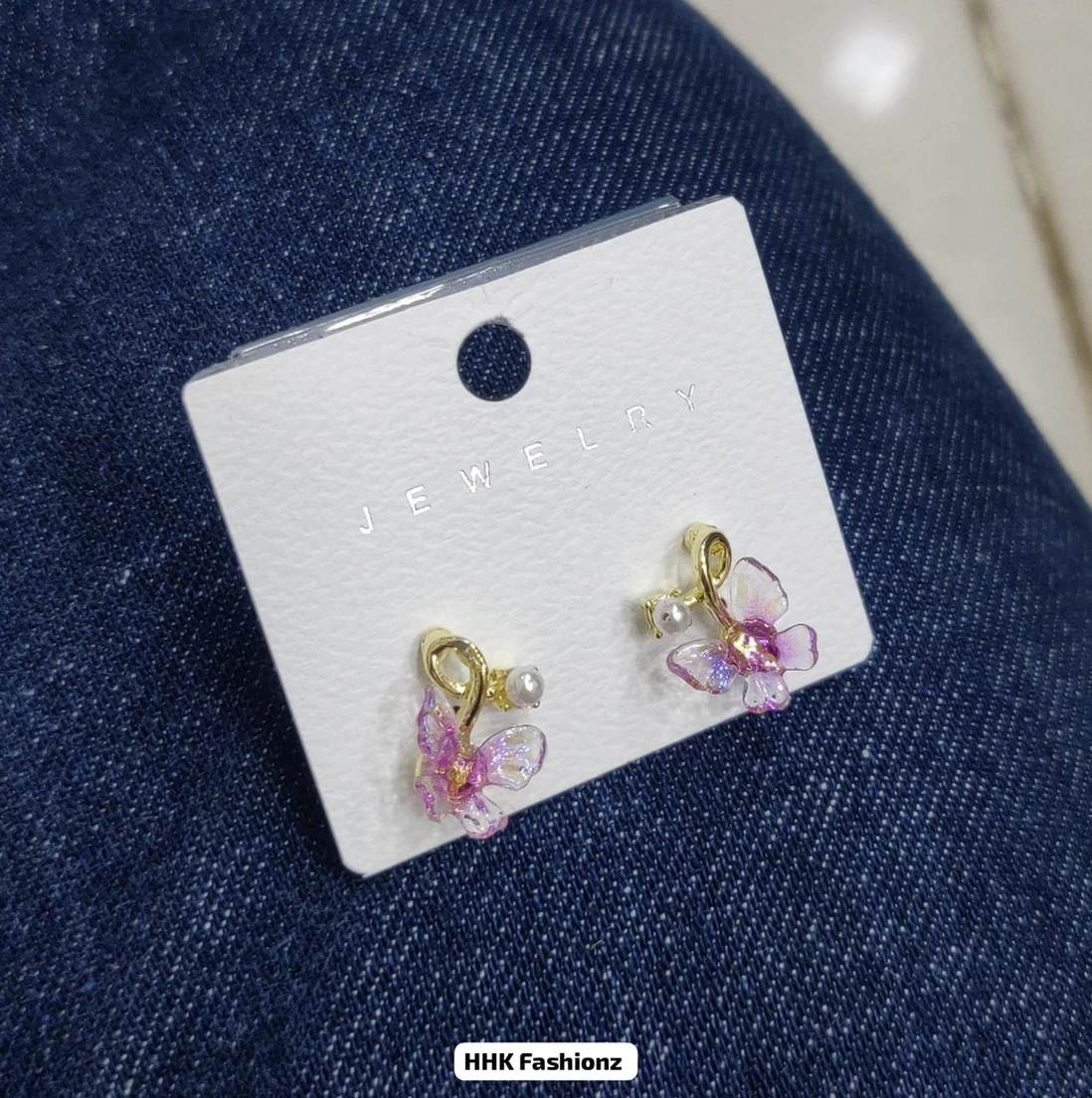 Pearl and Rhinestone Butterfly Earrings