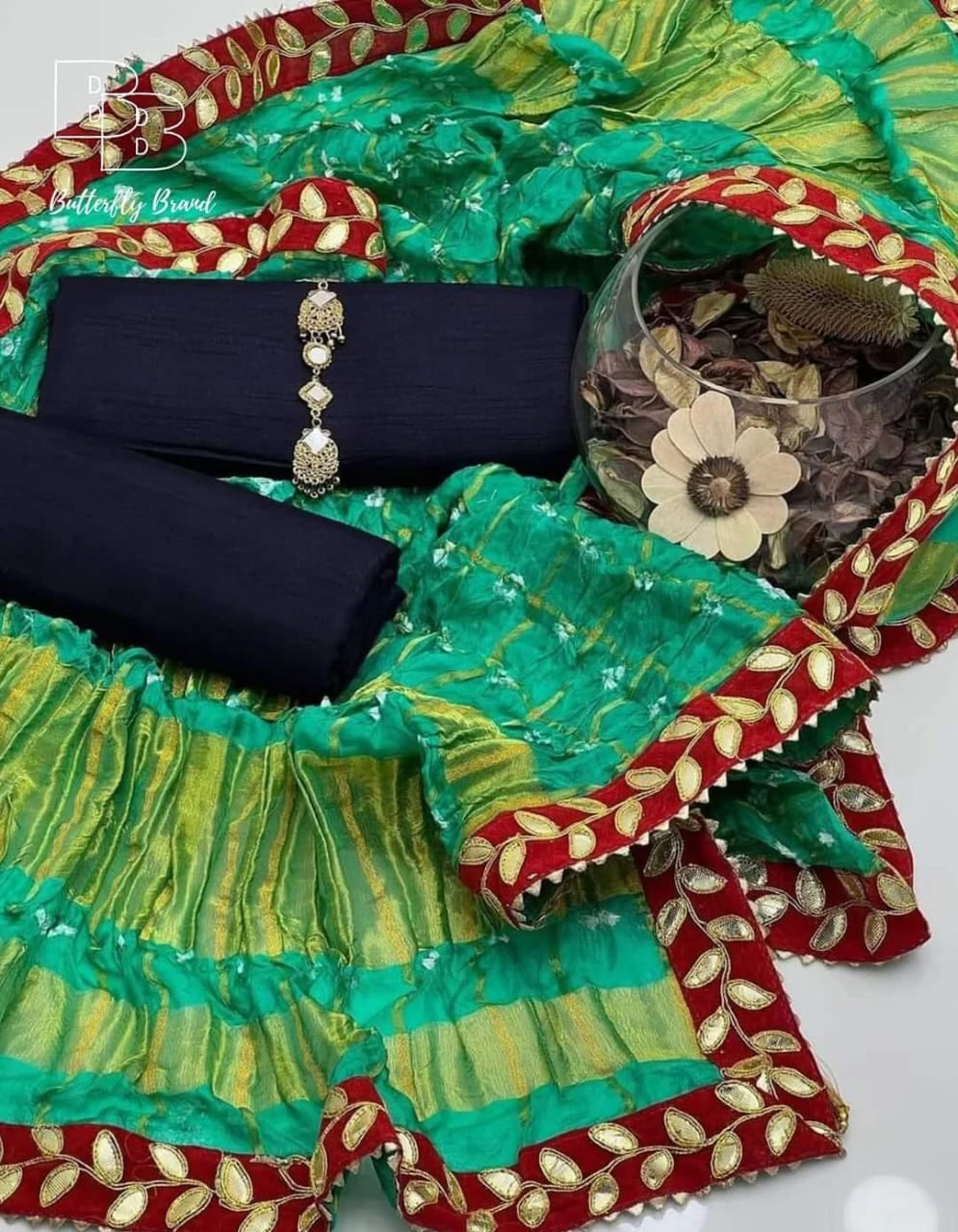 Butterfly Raw Silk 3-Piece Unstitched Suit