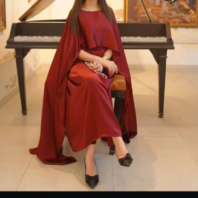 Two Tone Cape Shawl with Long Fitting Body Maxi and Dori 2pcs