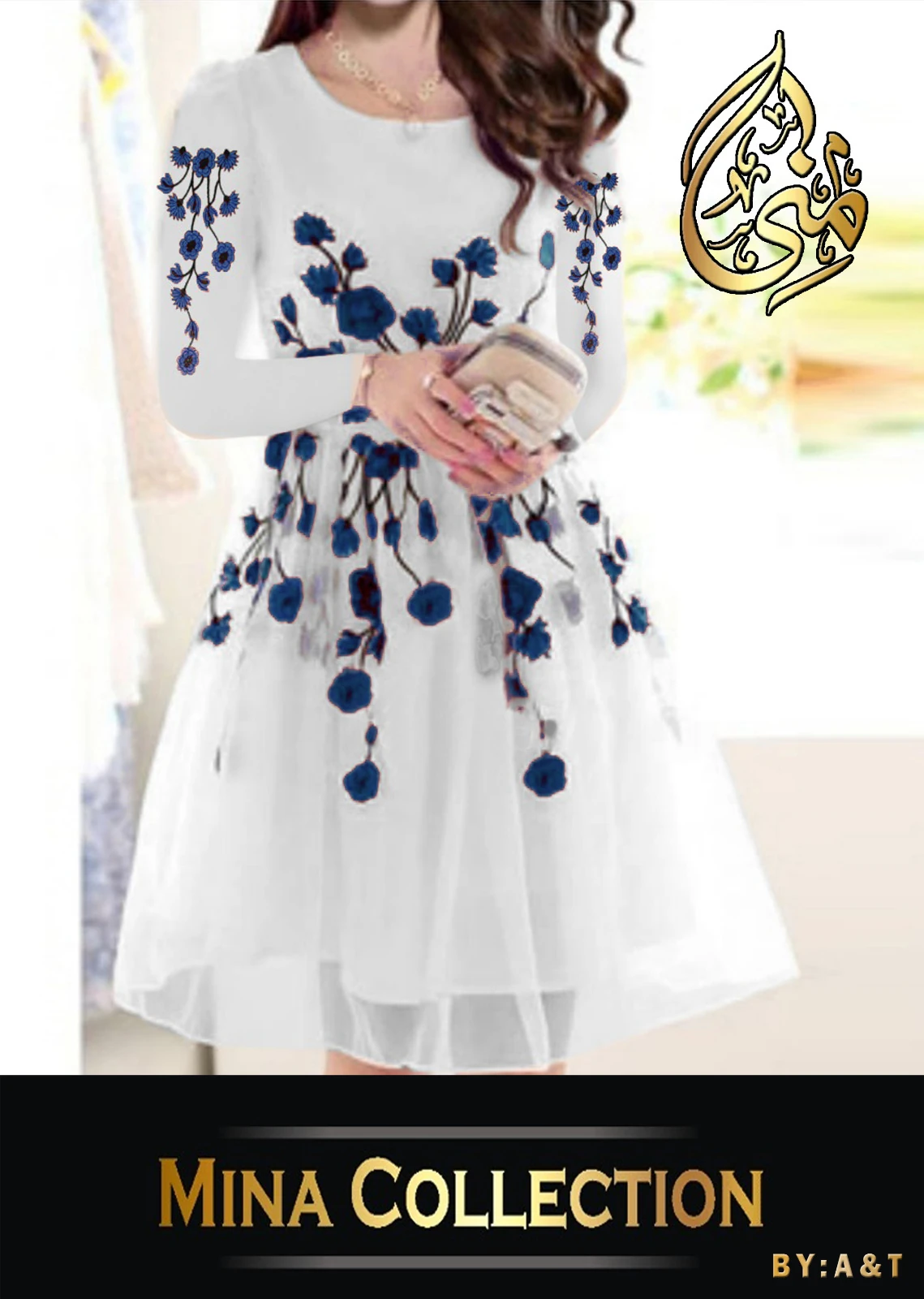 Flower Embroidered Frock with Trouser 2pcs